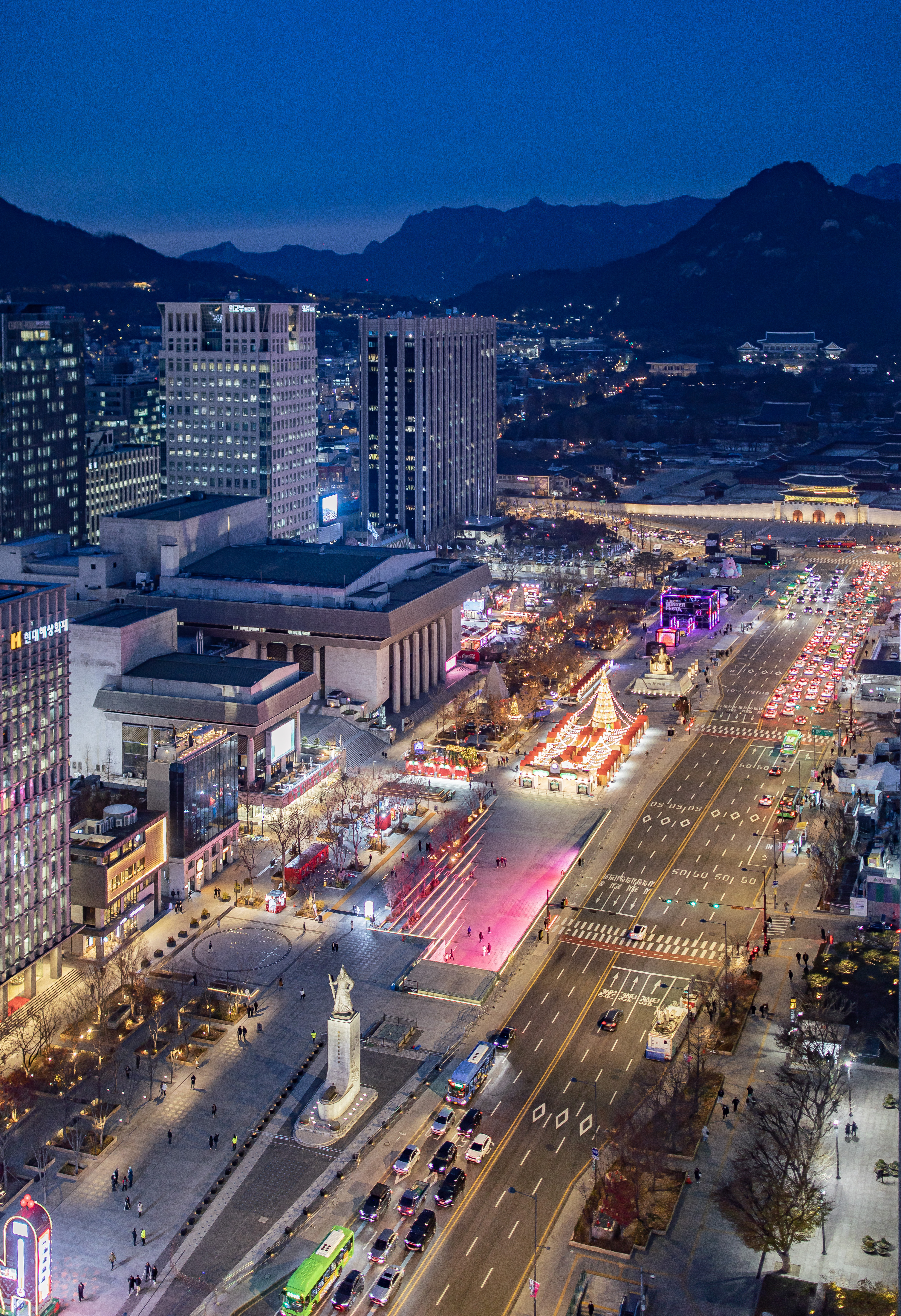 Night view of Gwanghwamun Square in Jongno-gu, Seoul